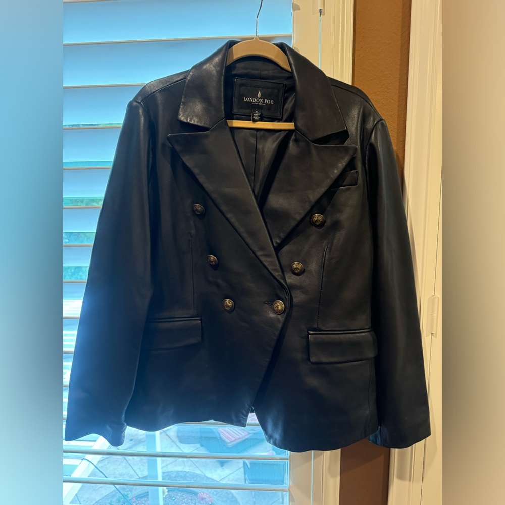 London Fog Leather Double-breasted Jacket size XL